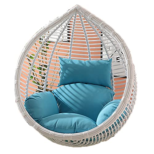 Yadlan Coussin Fauteuil Suspendu Exterieur Jardin, Lavable Coussin de Chaise Suspendue Oeuf, éPais Impermeable Coussin pour Hamac Suspendu avec Dossier Appuie-TêTe Accoudoirs Blue