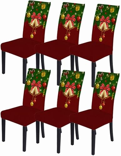 Juego de 4 fundas para sillas de comedor de Navidad, con pajarita de árbol de Navidad, fundas elásticas para sillas de comedor, decoración para