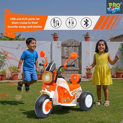 Image of PRO KIDS S500 Rechargeable Electric Kids Bike with Bluetooth, USB, AUX, Music & LED | Ride-On Bike for Boys & Girls (1.5-4 Years) | 6V Battery Powered | Foot Accelerator