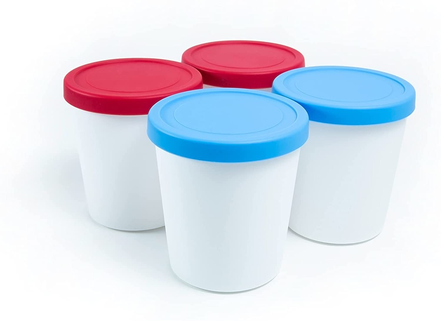 Tight-Fitting Silicone Lid Ice Cream Containers, Pack of 4,6oz