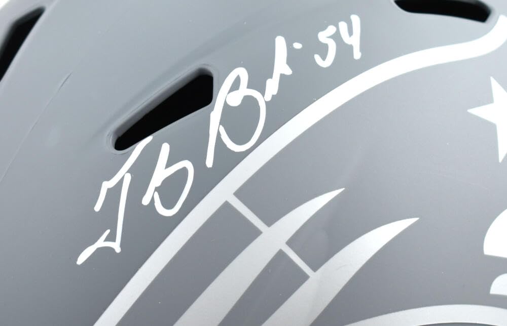 Tedy Bruschi Autographed Patriots F/S Slate Speed Helmet - Beckett W Hologram White