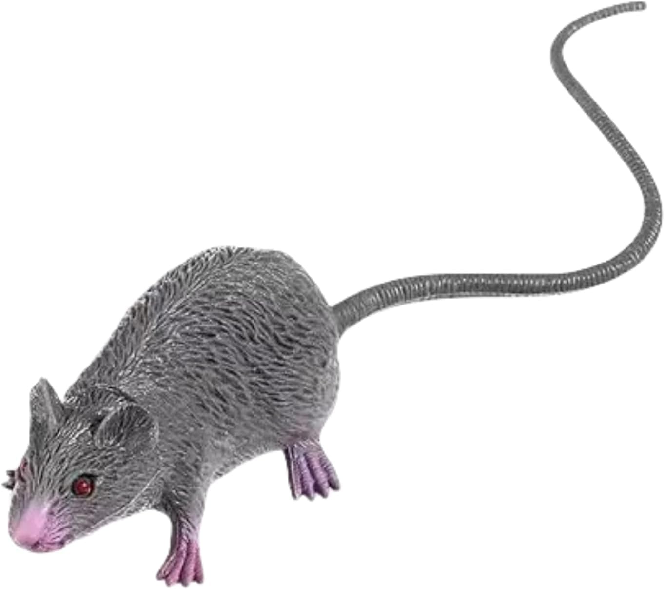 Lifelike Fake Mouse Realistic Mice, Spooky Rat, Halloween Prank, Rubber Rat with Long Tail, Creepy April Fool's Day Decorations (Grey)