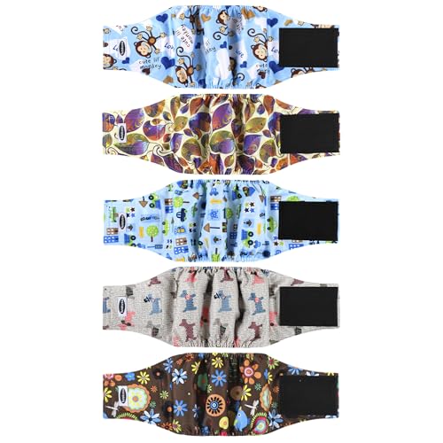 Image of Male Dog Diapers, High Absorbing Dog Belly Bands for Male Dogs, Washable Reusable Dog Males Wraps(5 Pack)