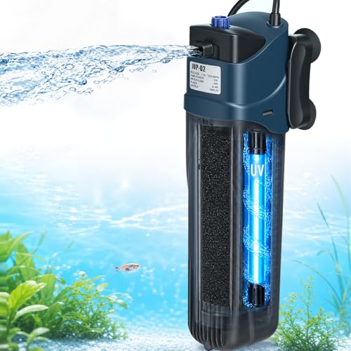 COOSPIDER Aquarium Filter JUP-02 5W U-V 132GPH 20-60 Gal