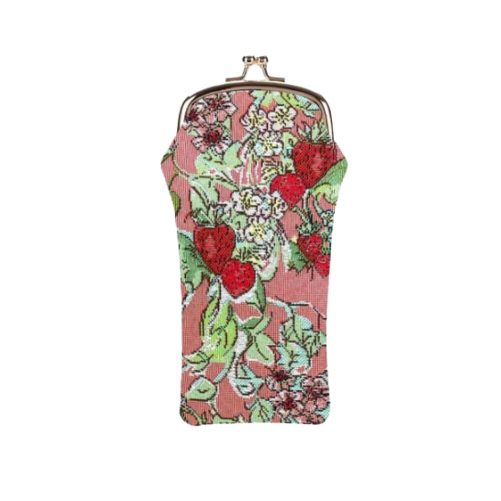 Signare Tapestry Glasses Case for Women Eyeglass Case with Fashion Pattern Design (Wild Strawberry)