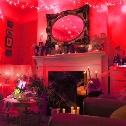 Image of TEKCOOL 35 Feet Long LED Power Pixel Serial String Light, 360 Degree Light in Bulb | Copper Led Pixel String Light for Home Decoration,Diwali,Christmas(Red) Pack of 1.