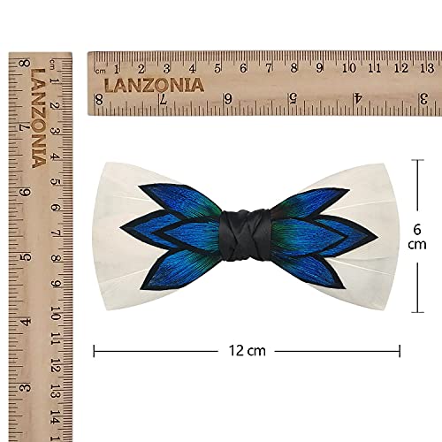 Image of Feather Bow Ties for Men Original Luxury Elegant Wedding Bow Tie Pre-Tied Handmade Mens Bowties for Tuxedo