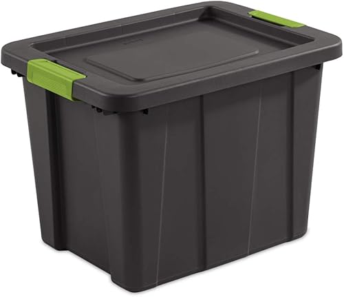 Sterilite Tuff1 - Contenedor de plástico resistente a los impactos de 18 galones y tapa para almacenar artículos en sótanos, garajes y áticos