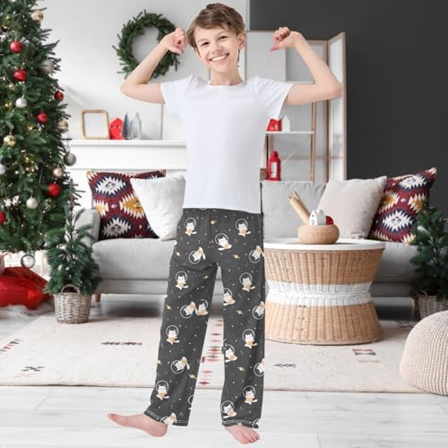 Boy's Pants White Orange Cat Space Star Jogger Pants Elastic Waist Long Bottoms Trousers with Pockets 6-14 Years2