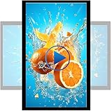 Nuxyyds Wandmontierter Werbebildschirm, ultradünner HD-Werbebildschirm, Quer-/Hochformat, Fernauslöser/USB-Auslöser, für Restaurantmenübilder 21.5"