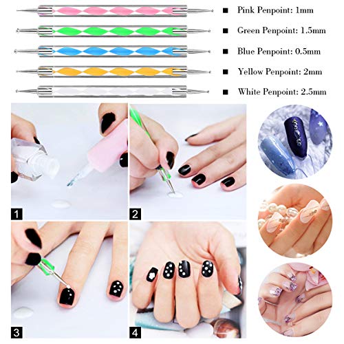 62 Stück Nagel Kunst Design Set, Nail Art Pinsel Set, Punktierung Stift, Streifenband, Nailart Goldfolie, Nagel… – Bild 5