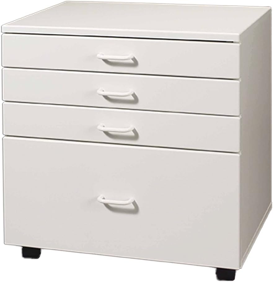 Fashion Sewing Cabinets Model 39 Stackable Drawer Caddy 3 Small Drawers, 1 Large Drawer, Stackable White