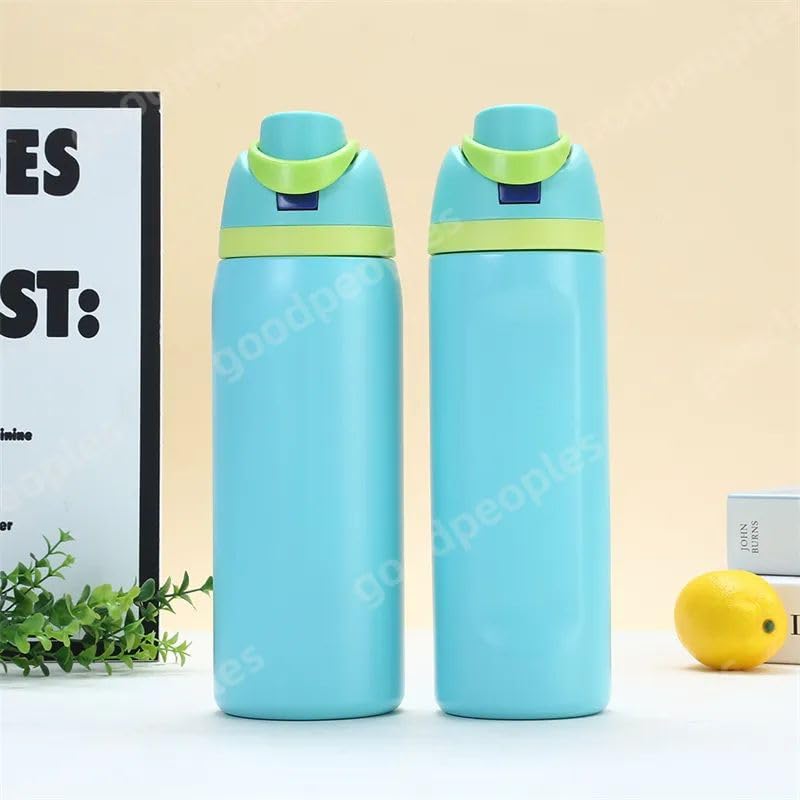 Image of Stainless Steel Water Bottle 32 oz with Flip Lid and Carry Loop (Light Green, 960 ml)