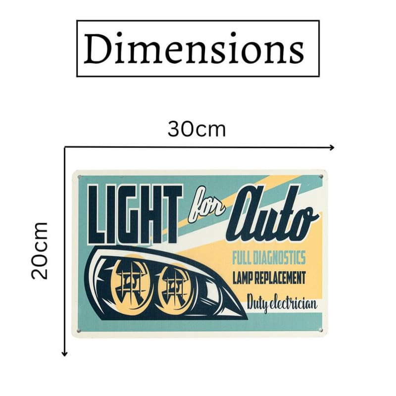 Image of Eazywagon Decorative Retro Metal Signs Wall Plate - 12x8 Inch (Light For Auto) | Weatherproof Vintage Metal Sign Plate for Cafe, Home, Bar, Garage | Decorative Wall Hanging Sign Board