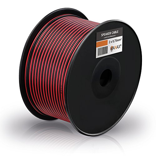 Cable para Altavoces Premium/2 x 0,75 mm Rojo/Negro 100 m/Caja de Cable/Cobre
