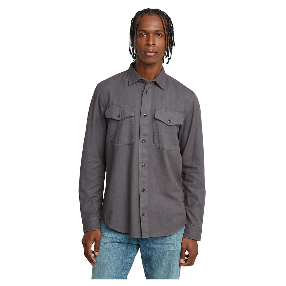 G-Star Gris Long Sleeve Shirt Marine Slim