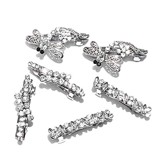 3 Different Pairs Of Clear Rhinestone Hair Barrette With Matel Clips MB-2