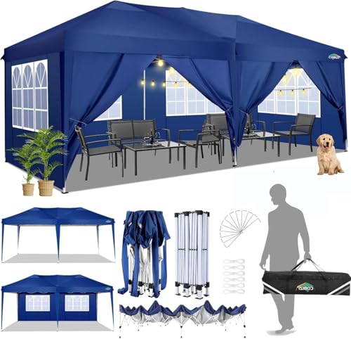 COBIZI Faltpavillon 3x6 Pavillon wasserdicht Winterfest, Pop Up Pavillon Klappbar 3x6 Zelt mit 6 Seitenwnden|3 Höhenverstellbar|UV-Schutz|Gardenpavillon Partyzelt für Markt, Freien Event,Navy Blau