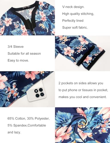 Image of Bloggerlove House Dresses for Women Zip Up Robes Soft Cotton Nightgown Half Sleeve House Coat Long Night Gowns Sleepwear