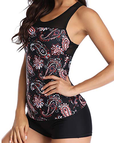 image for Yonique Tankini Swimsuits for Women with Shorts Athletic Two Piece Bat