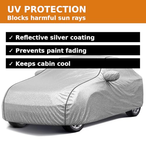 Image of Boo-Bee Smart 100% Waterproof Car Body Cover for Vento Cover (All Models) with Mirror Pockets | Triple Stitched, Elastic, Custom Fit, Heat Resistant, Anti-Dust, All-Weather Cover - Silver Series