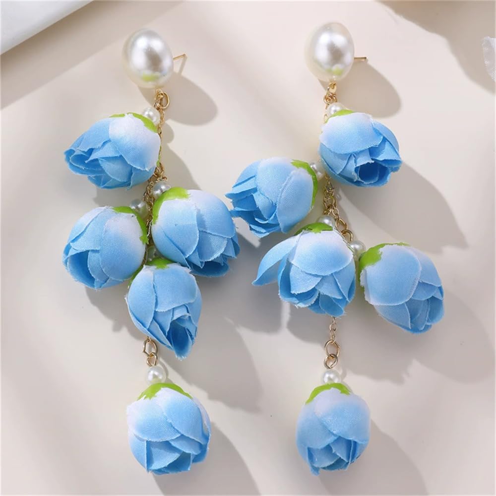 Long Tassels Tulip Dangle Earrings for Women Dainty Tulip Flower Petal Drop Earrings Elegant Rose Floral Eardrop Decors - Image 3