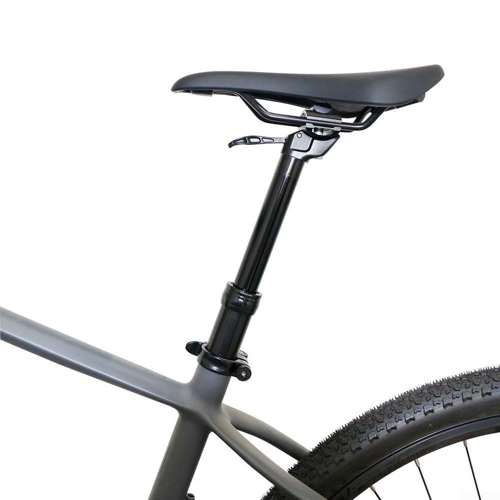 Yhenlovtt Tige de selle Dropper 31,6 mm avec commande manuelle pour VTT, tige de selle en alliage d'aluminium avec débattement réglable pour vélo tout-terrain