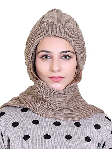 Image of Gajraj Unisex Soft Knitted Winter Warm Woolen Cap with Woolen Lovely Muffler|Fur Cap with Muffler