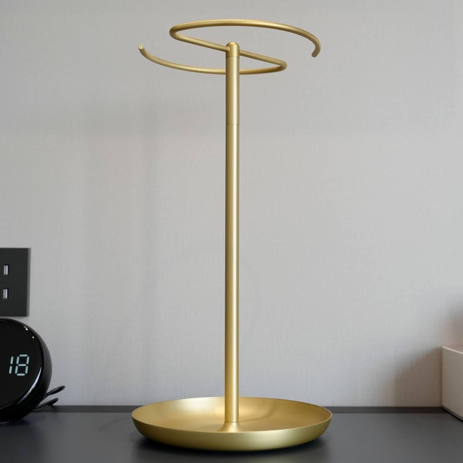 simpletome Towel Holder Stand Countertop with Storage Tray Non-Slip Weighted Base for Bathroom (Brushed Gold)