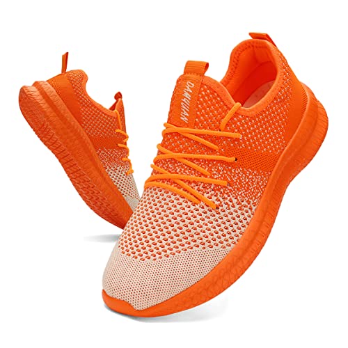 Running Shoes for Men Casual Slip on Walking ShoesFitness Athletic Workout Casual Comfortable Lightweight Breathable Gym Sport Sneakers Fashion Trainers Orange Size US 11