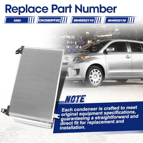 Image of Air Conditioning A /C Condenser Compatible with Scion Xd /Toyota Yaris # 3580, 40239, 7013580, TO3030208, 8846052110, 8846052130