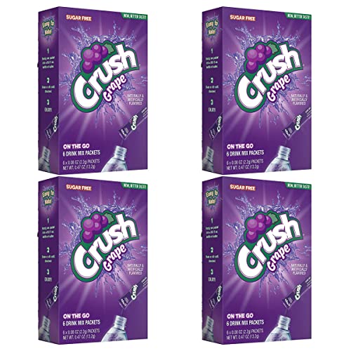 Crush Grape Sugar-Free Powdered Drink Mix 4 Count of 6 packets each for Total 24 Sticks bundle packaged by D'Elite Box image 5