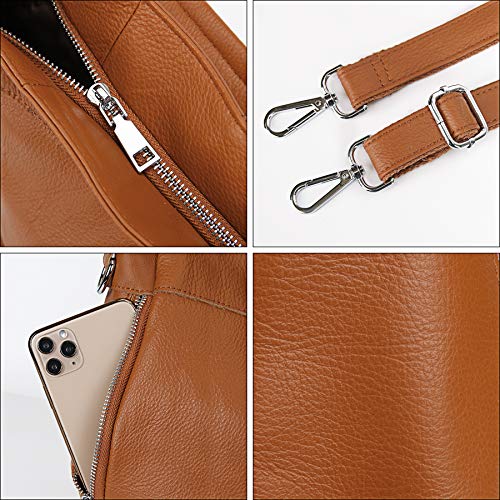 Image of YALUXE Women's Real Leather Shoulder Bags Hobo Handbag Purse Crossbody Bag | Soft Genuine Leather, Convertible, Cross-body Bag, Multiple Pockets, Large Capacity, Medium Size