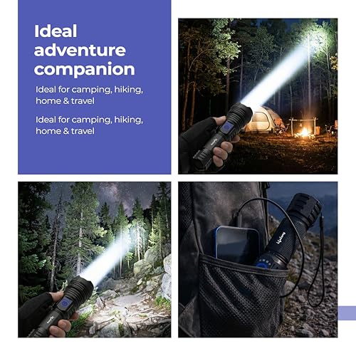 Image of Lifelong Rechargeable High Power Torch Light | 5000 Lumens, XHP90 Emergency Flash Light for Night| 5000 mAh | IP55 Dust & Waterproof |Adjustable Focus Zoom & Wide Beam for Camping, Trekking & Outdoor