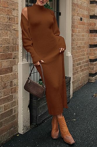 PRETTYGARDEN Women's Fall 2 Piece Outfits Knit Long Sleeve Cropped Cardigan Pullover Sweater Maxi Dress Sets Winter Clothing