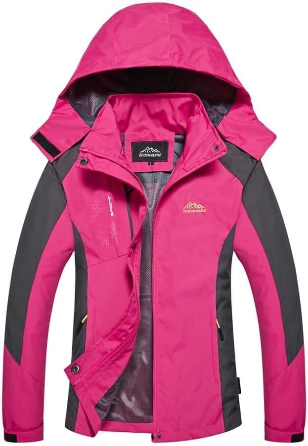 TRVLWEGO Camping Hiking Jacket Men Autumn Outdoor Sports Coats Women Climbing Trekking Windbreaker Fishing Waterproof Purple(Orange,Asian size L)