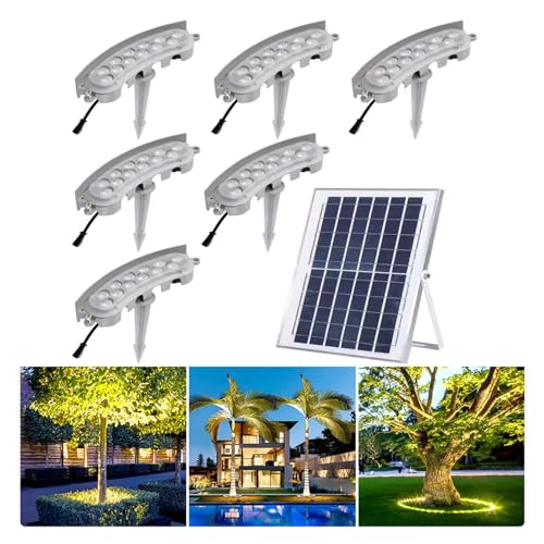 ZYGPH Luces solares para Exteriores, focos pequeños para paisajismo, Luces LED de bajo Voltaje para Anillos de árboles, para césped de Parque (Paquete de 5 Luces Blancas cálidas)
