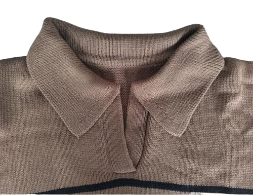 Image of Women's Fall Striped Oversized Sweater Winter Fashion Knit V Neck Pullover Tops Trendy 2024(XL, Brown)