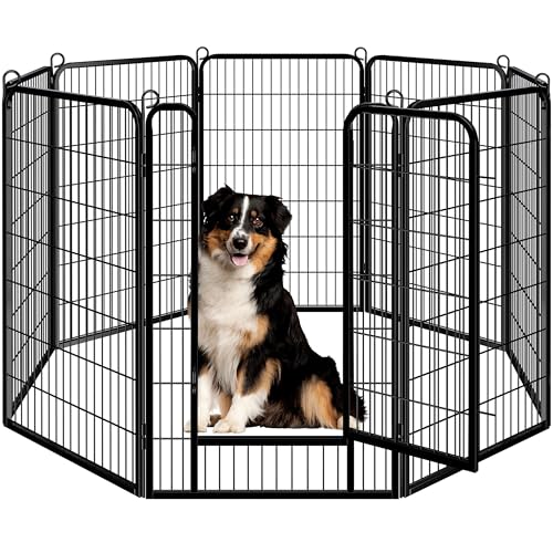 Yaheetech Dog Playpen Outdoor, 47 inch 8 Panels Dog Pen Indoor Heavy Duty Puppy Exercise Pen Metal Pet Fence for RV Camping/Yard/Garden