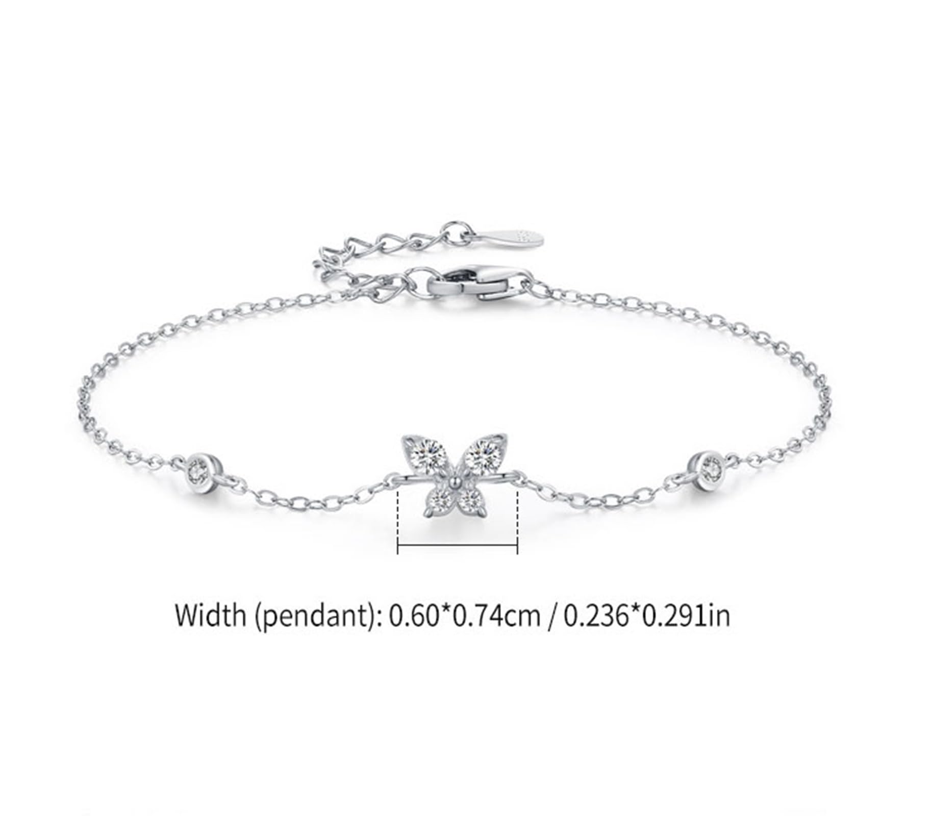 Bransoletka damska w kształcie motyla, różowe złoto z kamieniami 0,25 ct, złoto 333, 9K / 14K / 18K białe złoto / platyna PT950