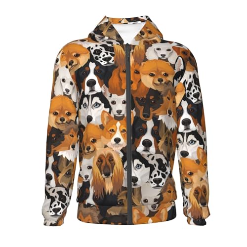 Dogs Different Breeds Kids Pullover Hoodies Boys Zip Up Sweatshirts Girls Athletic Clothes with Pocket2