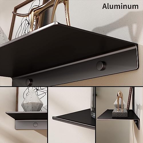 Image of OrganizeMee Metal Small Wall Mounted Shelves,Bluetooth Speaker,Wi-Fi Camera Stand Corner Floating Shelf for Living Room & Bedroom,Home Decor Items Plant Pot mounting Racks, Show Piece Organizer(Black)