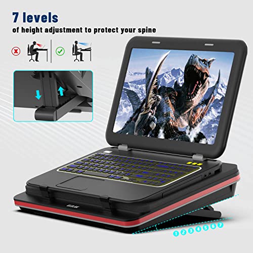 ELELAK-F60-RGB-Gaming-Laptop-Cooling-pad-for-14-173-inch-Laptop-Powerful-Turbo-Fan-5000RPM-Speed-52CFM-air-Volume-for-Rapid-CoolingAir-Lock-Sponge-dust-FilterHeight-Adjustment-Laptop-Cooler