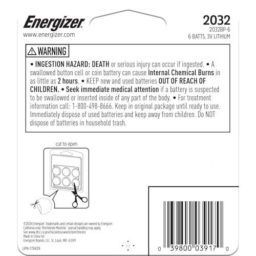 Energizer 2032 Batteries (6 Pack), 3V Lithium Coin Batteries - image 7
