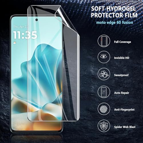Image of Screen Protector for Motorola Edge 60 Fusion (1 Pack) | HD Clear Hydrogel TPU Film | Full Coverage Screen Guard | Fingerprint Unlock Support | Self-Healing | Anti-Scratch | Bubble-Free | Case Friendly