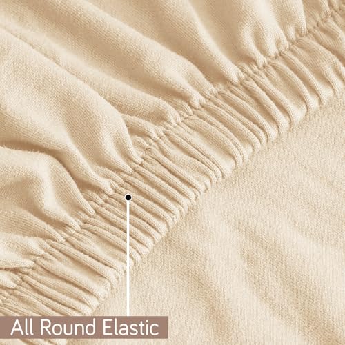 Image of HOKIPO 'SereneSolids' 140 GSM Office Chair Cover for Task Chair - 140 GSM Stretchable Fabric - Washable & Anti-Slip - Fits Small Office Chairs Without Headrest, Beige (AR-5224-BGE)