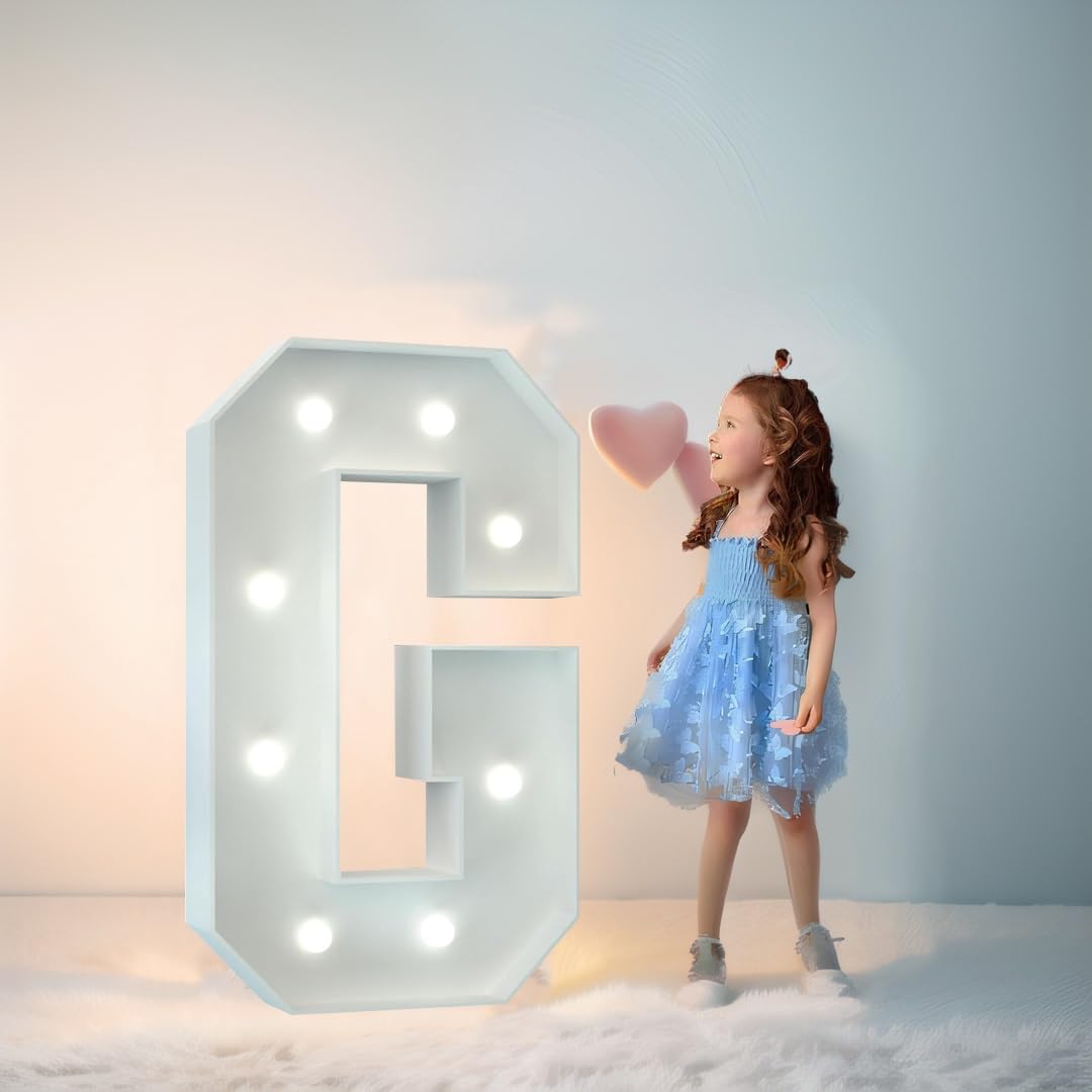 2.3FT/3.3FT/4FT Large Marquee Letters LED Light Up Sign White Light(Letter G,4FT/120CM)