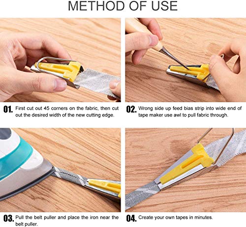 Bias Tape Makers - bias Tape Maker kit with Wooden awl,Bead Needles,Sewing Clips,Soft Ruler,Adjustable Binding Presser Foot-Simplicity bias Tape Maker Set,Love sew bias Tape Maker kit (A1)