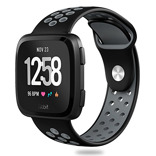 Hagibis Compatible Versa Bands Sport Silicone Replacement Bands for Versa Smart Fitness Watch (Black)