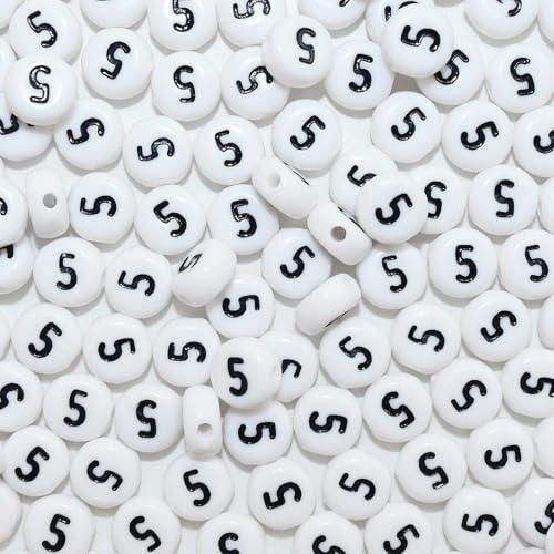 Image of Looconi 300pcs Number Beads 5 Plastic Beads for Jewelry Making